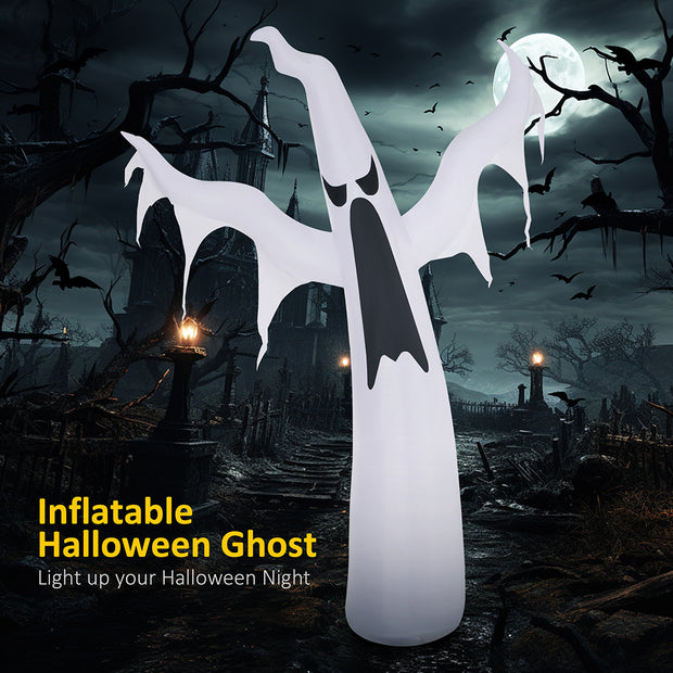 6' Tall Halloween Inflatables Outdoor Decorations White Ghost, Light Up Blow Up Yard Decor With LED Light And Fan Indoor Outdoor For Garden, Lawn, Party, Holiday