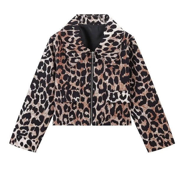 Women's Long Sleeved Leopard Print Jacket Jacket