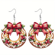 Christmas Cookie Wreath Acrylic Earrings