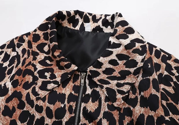 Women's Long Sleeved Leopard Print Jacket Jacket