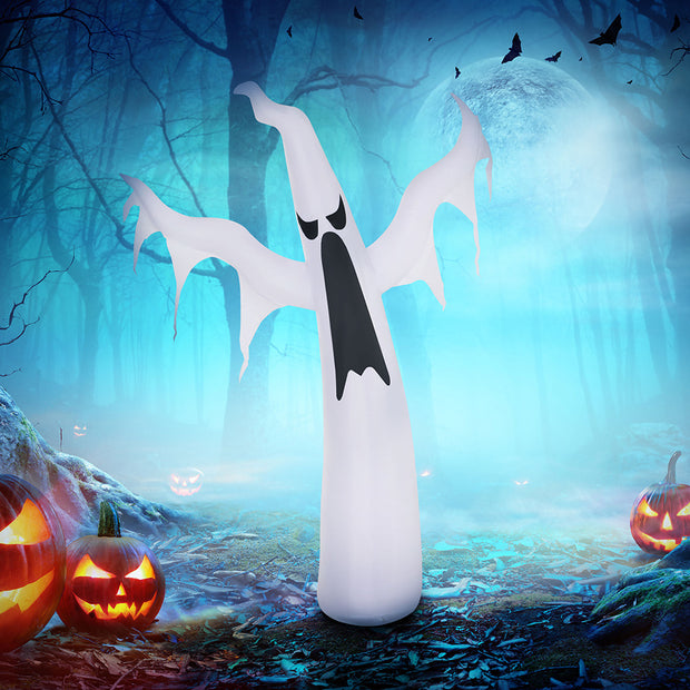 6' Tall Halloween Inflatables Outdoor Decorations White Ghost, Light Up Blow Up Yard Decor With LED Light And Fan Indoor Outdoor For Garden, Lawn, Party, Holiday