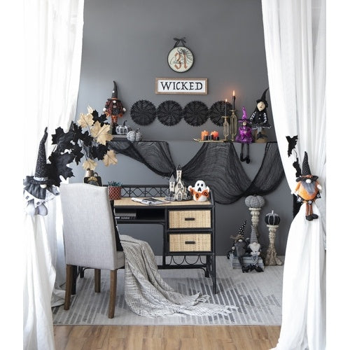 8.3x5x24 Fabric Standing Gnome W Orange Banner  Spring Body, For Halloween Decor