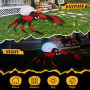 11.8 FT Halloween Inflatables Crawling Spider Outdoor Decorations With Rotating LED Lights