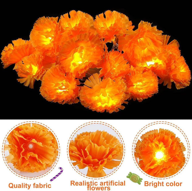 Halloween Lighting Chain LED French Marigold Lilac Day Of The Dead Decoration Small Colored Lights